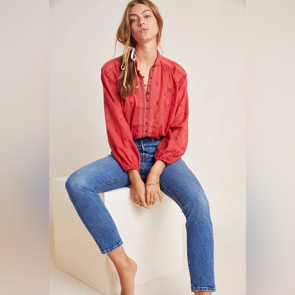 Anthropologie Tops - Anthropologie Maeve Auguste Embroidered Blouse Size M